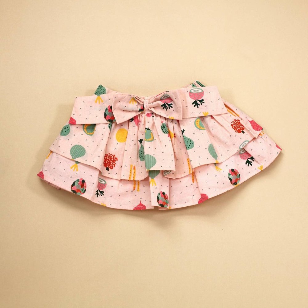 Baby Girl Two Tier Skirt with Bow (Organic Cotton)
